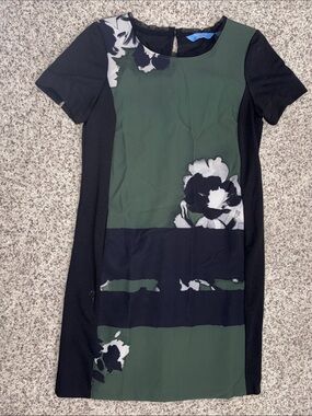 Simply Vera Vera Wang Green & Black Floral Block Sheath Dress